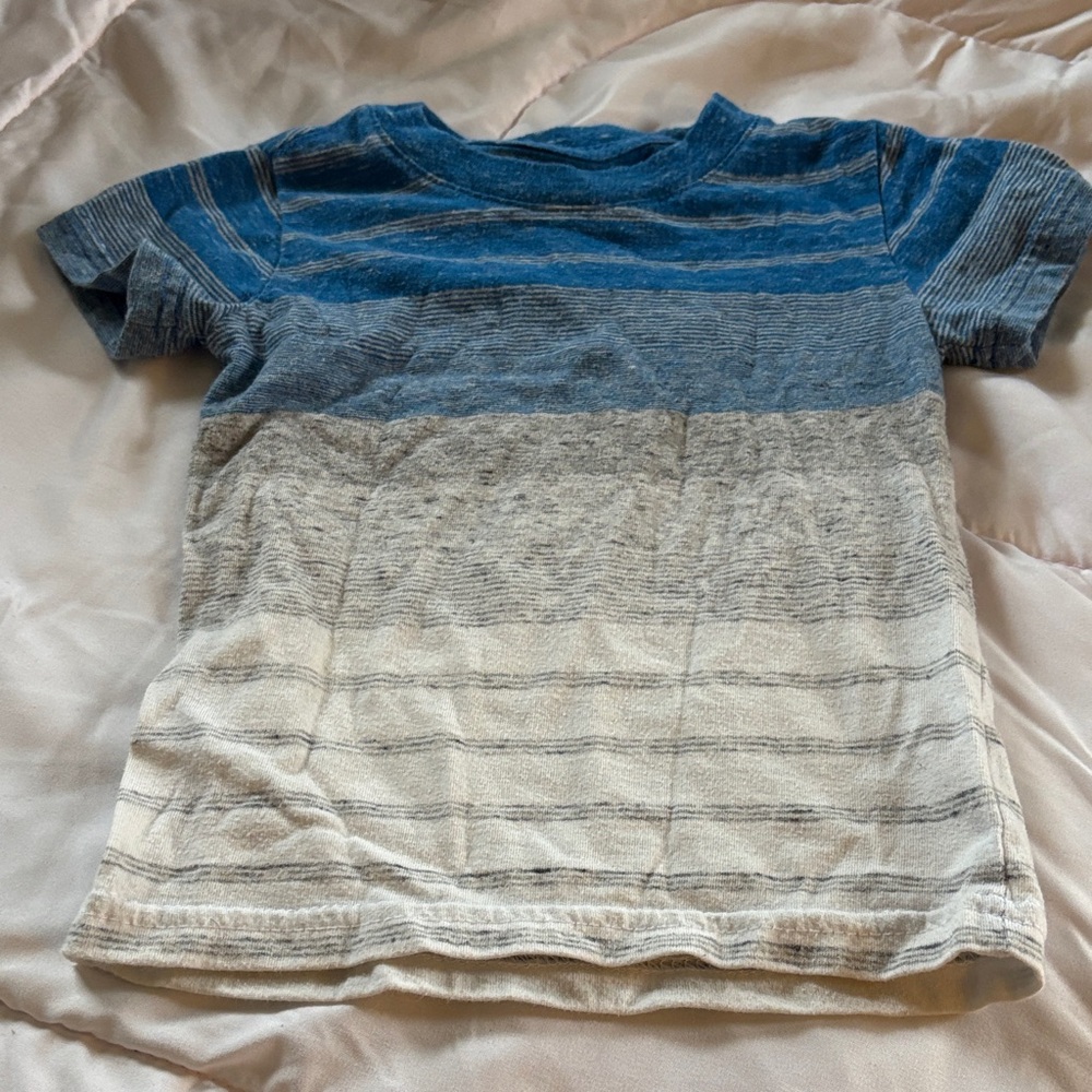 Cat & Jack Blue and Cream Striped Short Sleeve Tee